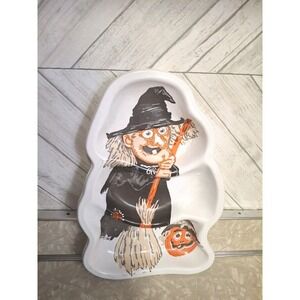 Witch Plastic Candy Bowl Berman Industries Vintage Halloween 1989 RARE Decor